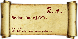 Reder Adorján névjegykártya